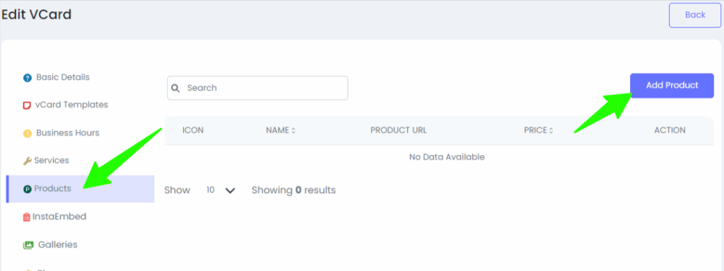 add products to your digital business card